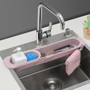 Telescopic Sink Shelf Soap Sponge Holder Drainer Rack Storage Basket (Pink)