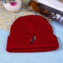 Fashion Unisex Boys Girls Skiing Print Warm Hat Beanie Knitted Cap (Red)