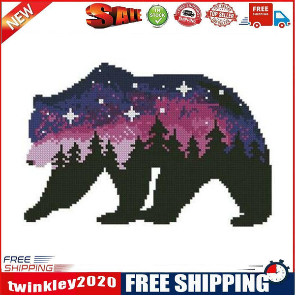 11CT Printed Partial Cross Stitch Handcraft Star Bear Artwork Wall Decor