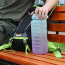 2000ml Water Bottle with Time Marker for Outdoor Sports Drink Cup (Green) Newly