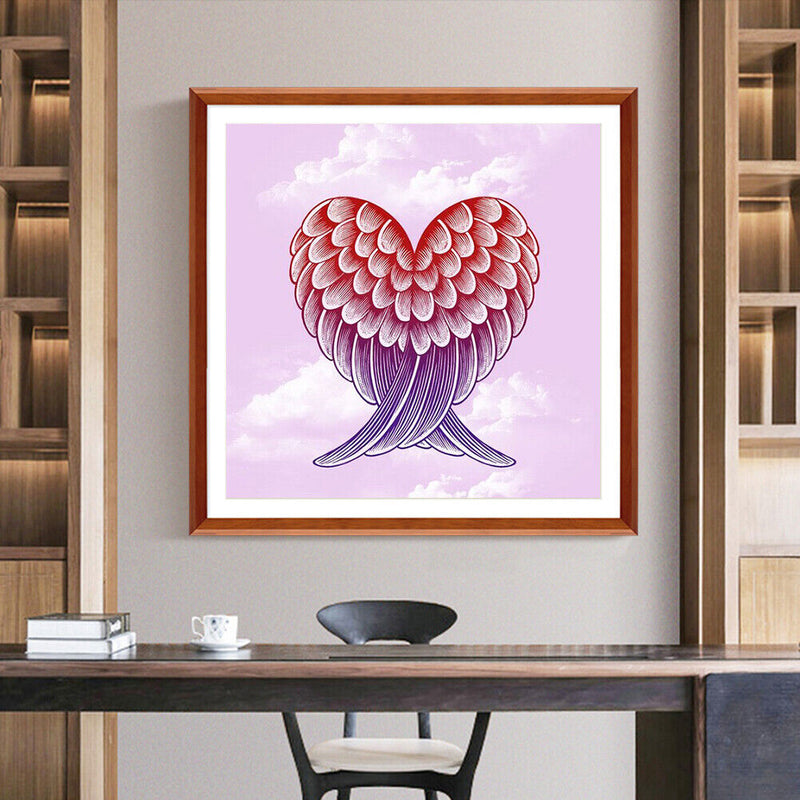 Full Round Diamond Painting DIY Kit Pink Angel Wings Rhinestone Mosaic Picture
