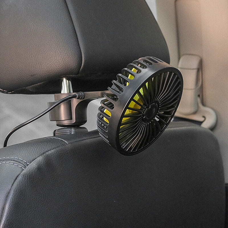USB Car Fan for Back Seat Headrest 3 Speeds Summer Air Circulator Cooler