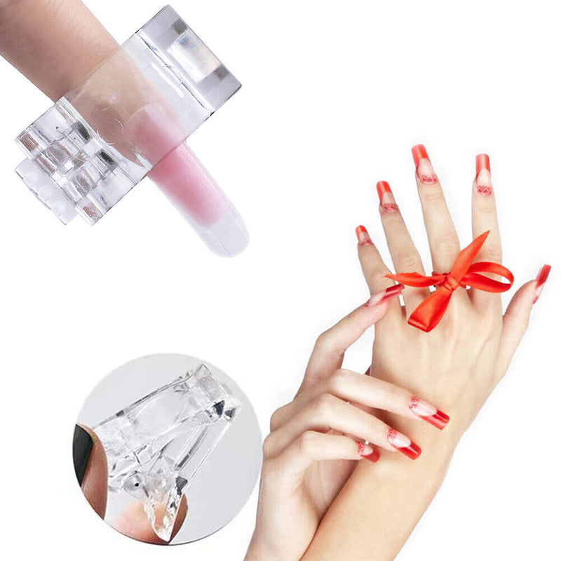 Transparent Manicure Art Builder Clamps Nail Tips Clips for False Nail Fixa