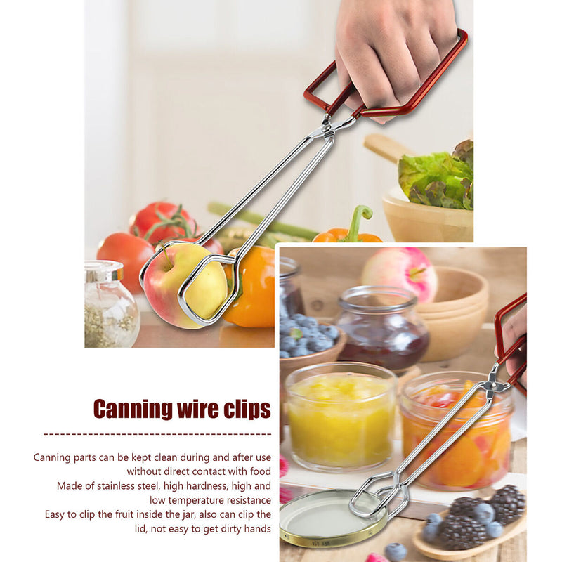 Canning Kit, Canning Jar Lifter with Grip, Anti-Scald Clip Suit, 6pcs (Red)