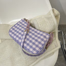 Fashion Women Oxford Cloth Plaid Print Underarm Bag Chain Handbags (Purple)