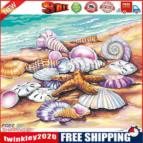 Sea Shells Oil Paint By Numbers Kits DIY Handpainted on Canvas Wall Art