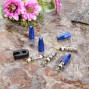 4pcs Presta Valve Stem Caps+ 4pcs Valve Cores+ Wrench Tool Kit (Blue) Newly