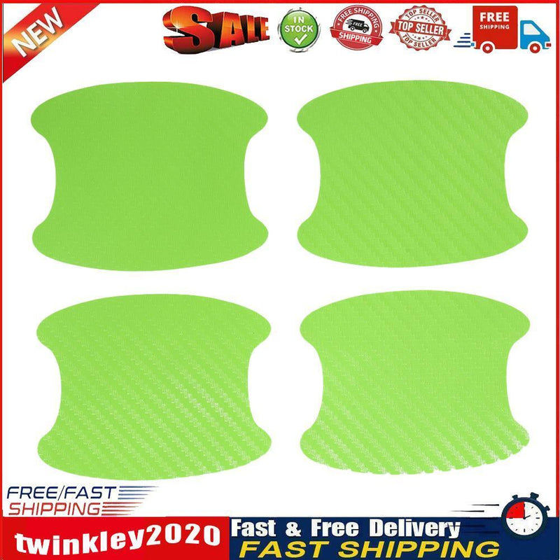 4pcs Carbon Fiber Car Exterior Door Handle Cup Protector Stickers (Green) Newly