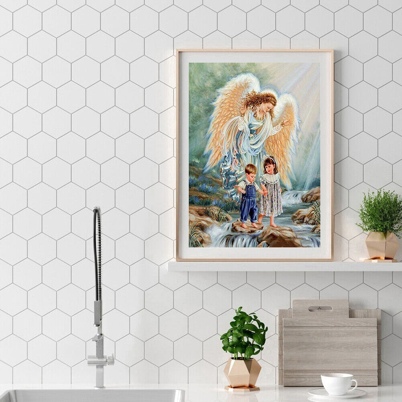 Angel Kid Oil Paint by Numbers Hand Painted Frameless Picture Home Ornament K