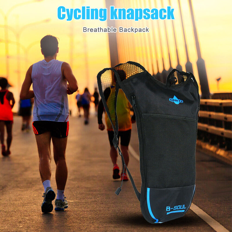 MTB Bike Cycling Backpack Water Bladder Bag Sport Folding Rucksack (Blue)