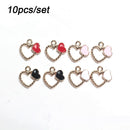Girl DIY Enamel Handmade Pendants Double Hearts Shape Earrings Neacklace