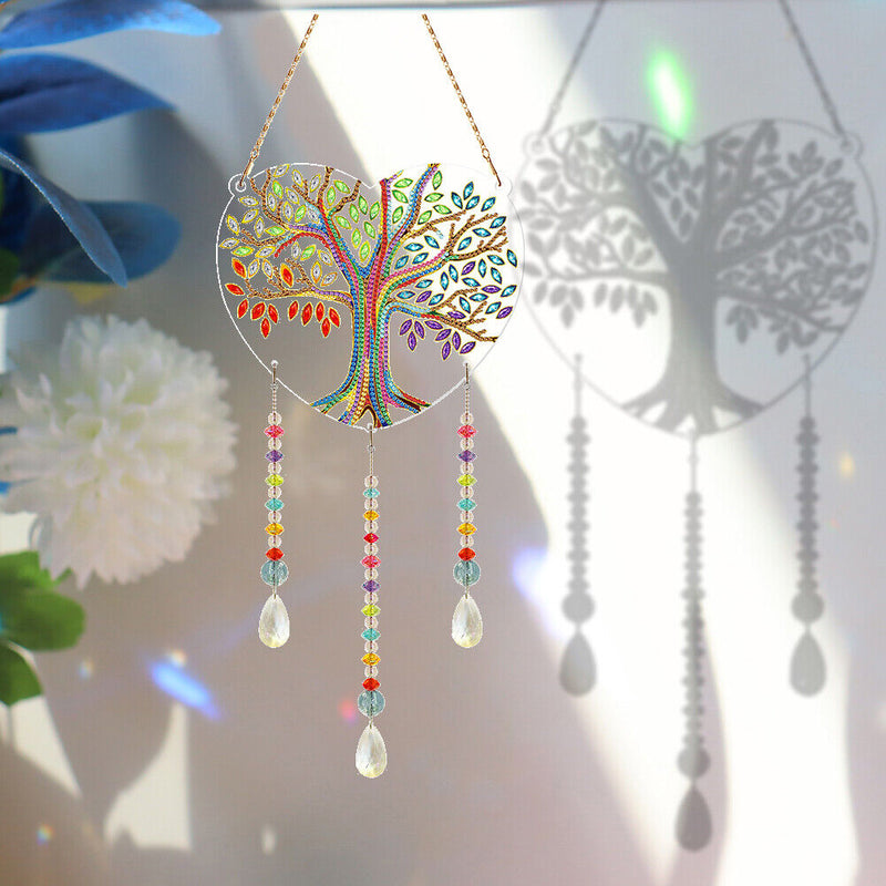 DIY Crystal Prism Teardrop Pendant Diamond Painting Kit Wind Chime (PFL03) Newly