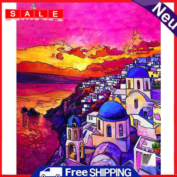 Sunset Town Oil Paint By Numbers DIY Coloring Picture Kits for Adults Children