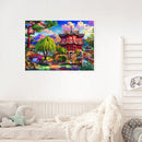 Building Backyard Frameless DIY Oil Paint by Numbers Kit Hand Painted Art