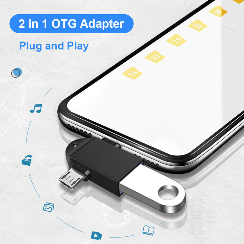 2 in 1 Micro USB Male to USB3.0 Female Cable Converter OTG Adapter (Black)