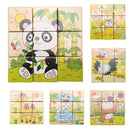 Baby Kids Wooden Cartoon 6 Page Jigsaw Puzzle Blocks Early Educational Jigsaw Puzzle -