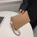 Women Fashion PU Leather Solid Color Clutch Business Female Zipper Satchel Bag