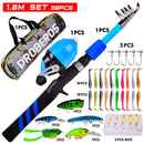 #A 1.5m/1.8m Telescopic Kids Casting Fishing Rod Combo Sea Fishing Tackle Full K