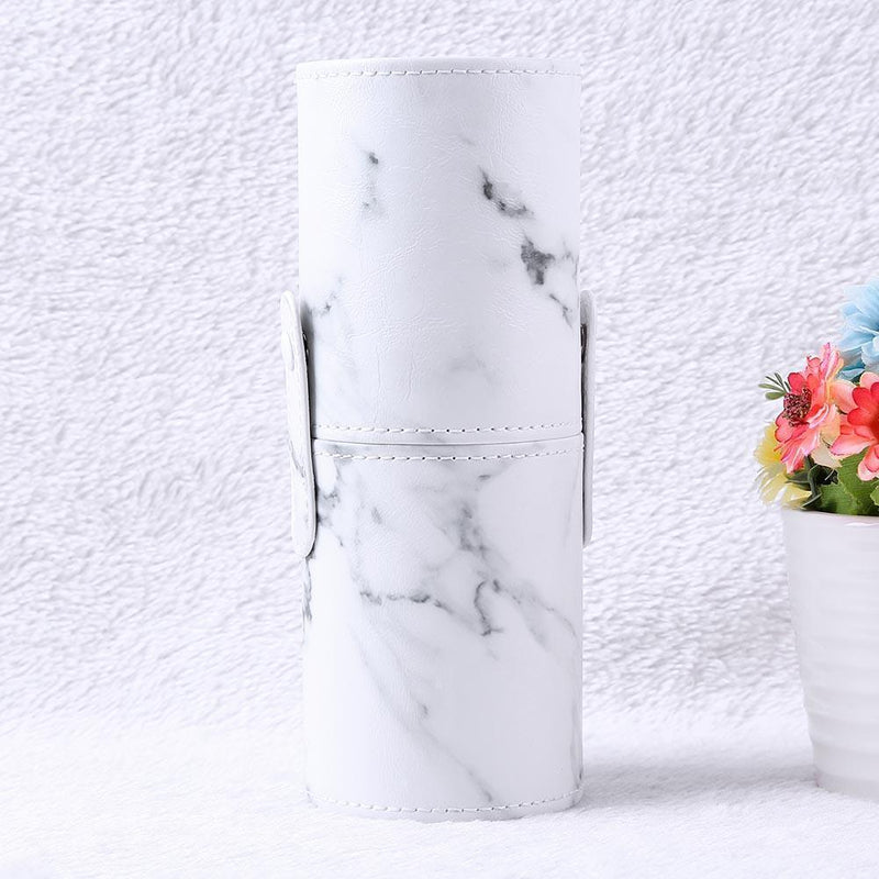 Travel PU Marbling Makeup Brushes Pen Holder Storage Cosmetic Case Box(S)