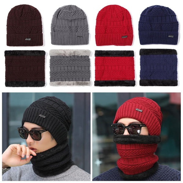 Windproof Neck Warmer Beanie Hat Neck Scarf Knitted Hat Muffler Hat Scarf Set