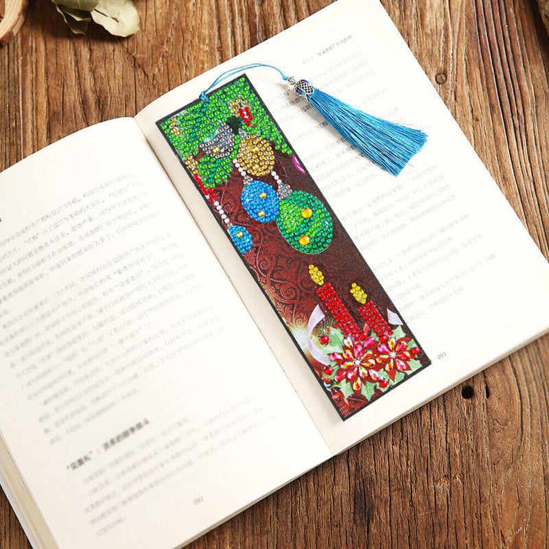 DIY Special Shaped Rhinestone Diamond Painting Leather Bookmark Tassel Page Mark