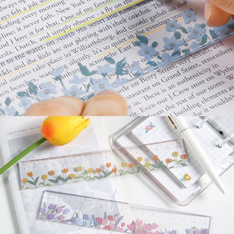 Delicate Floral DIY Ruler Creative Stationery Drawing Tools Multi-function