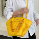 PU Leather Women Shoulder Bag Acrylic Chain Lady Large Capacity Handbags Tote