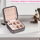 Portable PU Jewelry Box Square Rings Studs Zipper Display Container (Black)