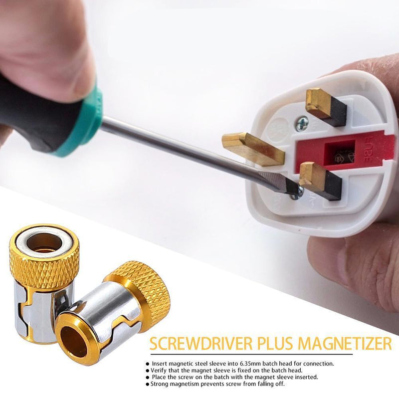 1/4 inch Screwdriver Bit Batch Head Magnetic Ring Screwlock Sleeve (Yellow)