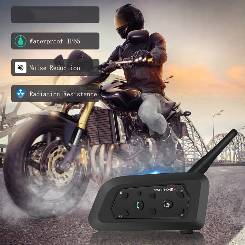 V6 1200M Motorcycle Bluetooth-compatible Helmet Headset Intercom Interphone