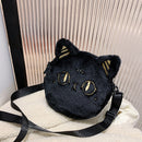 Women Plush Cartoon Chain Handbag Winter Zip Mini Shoulder Bag