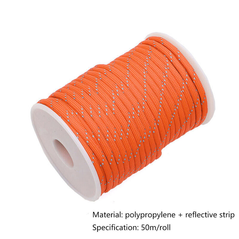 50m 7 Strands Paracord Parachute Cord Reflective Climbing Rope Survival Tools