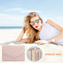 Jewelry Storage Bag Foldable Jewelry Case Durable Polyester Handbag (Pink)