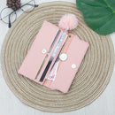 Women PU Flap Wallet with Plush Ball Lady Butterfly Coin Purse (Pink)