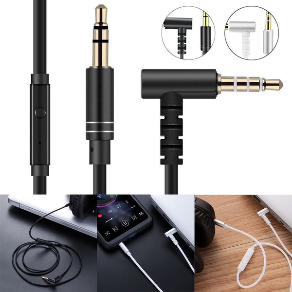 With Microphone Volume Control Aux Headphones Male to Male 3.5mm Audio Cable