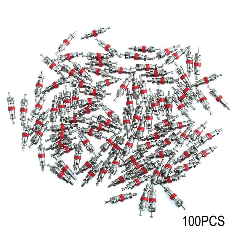 100pcs Car Motorcycle Bicycle Tire Schrader Valve Cores+ 2 Remover Tools Newly