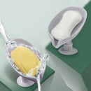 Leaf Shape Soap Box Drain Stand Suction Cup Punch-free Holder (Short Grey) Newly