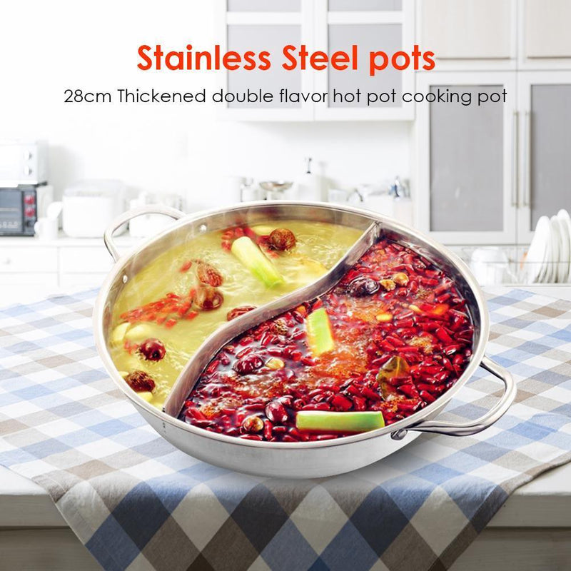 Stainless Steel Single-layer Mandarin Duck Soup Fondue Hot Pot Kitchen Cookware
