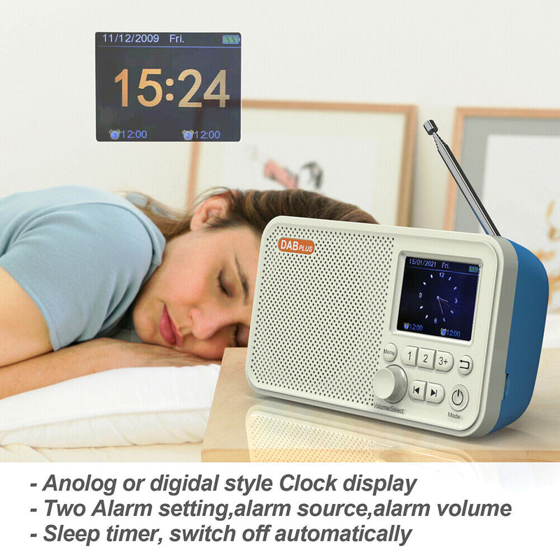 C10 2.4 inch Color LCD Screen Digital Desktop Alarm Clock DAB DAB+ FM Radio