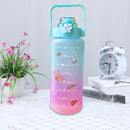 2000ML Large-capacity Water Bottle Frosted Straw Cup Leak-proof (Green) Newly