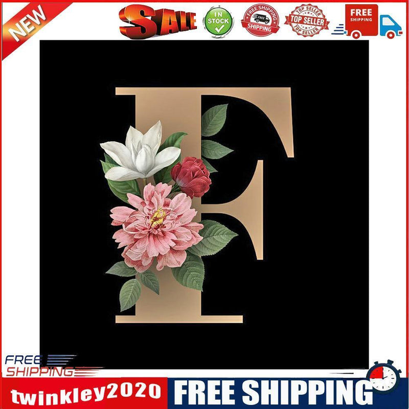 5D DIY Diamond Painting Flower Letter F Full Round Drill Mosaic Picture Kit