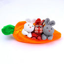 Three Rabbits Carrot Wallets Easter Plush Bunny Bag (White Grey Red) Newly