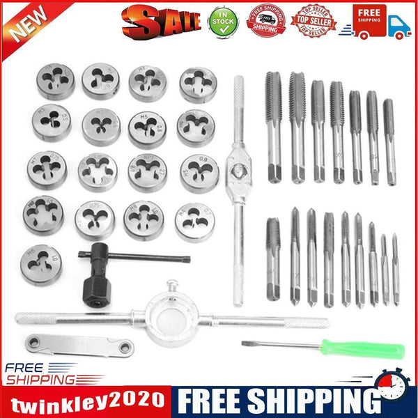 40pcs Tap Die Set Hand Tapping Kit Screw Circular Dies Thread Wrench Set