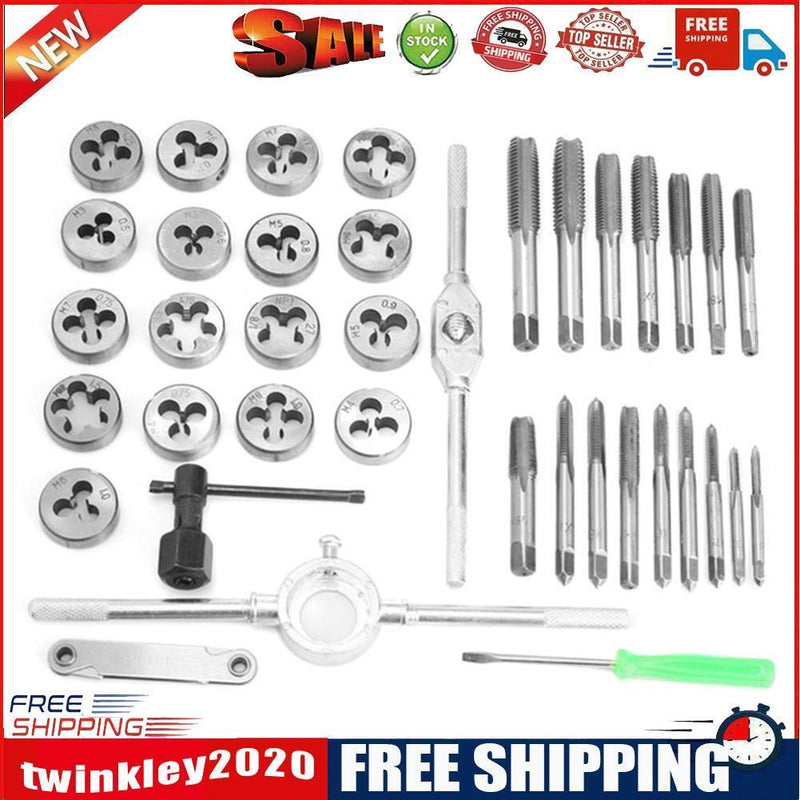40pcs Tap Die Set Hand Tapping Kit Screw Circular Dies Thread Wrench Set