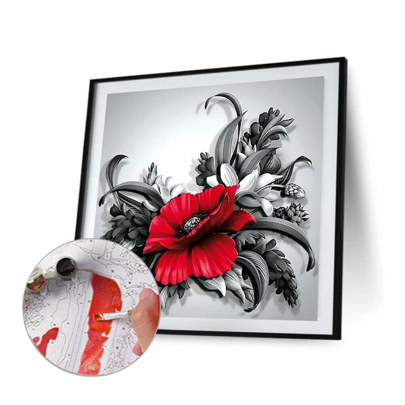 Flower Oil Paint By Numbers DIY Canvas Wall Picture Home Decorations Unframed