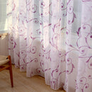 Transparent Voile Floral Print Curtains Bedroom Window Door Curtain (Purple