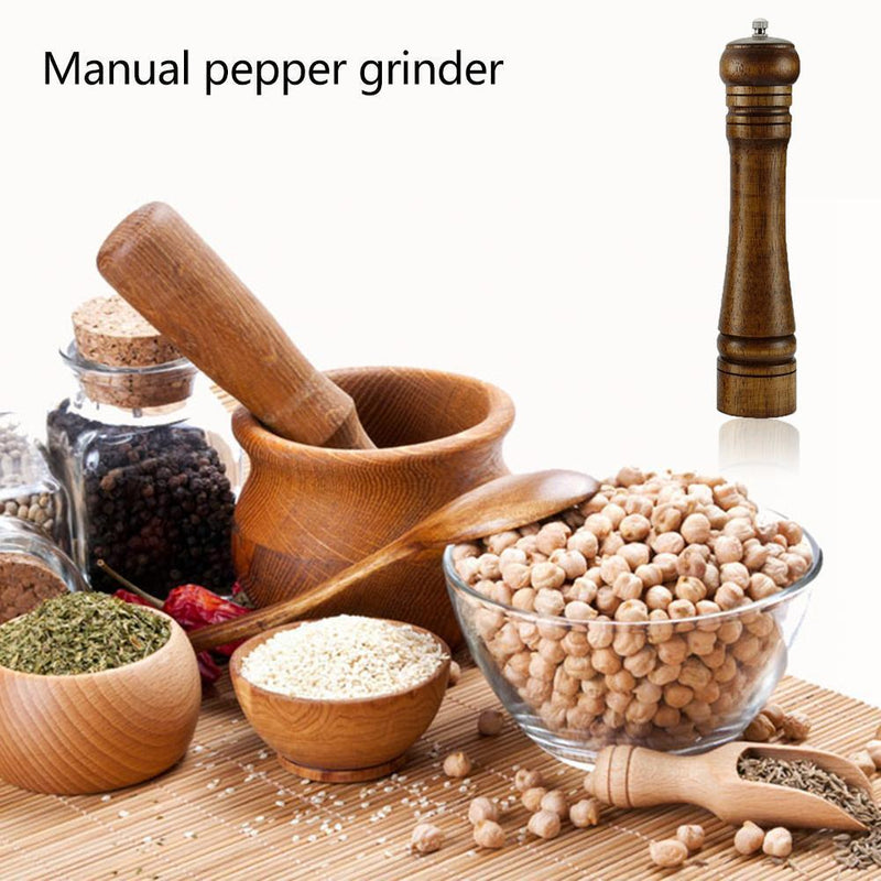 Ceramic Core Solid Wood Manual Grinder Salt Pepper Mill Spice Jar (10inch)