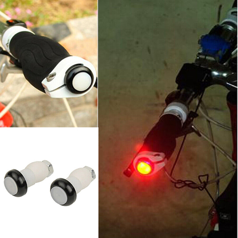 2pcs Bicycle Handlebar Light Bike Bar End Plugs Safety Warning Indicator La