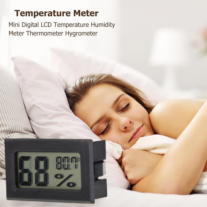 Mini Digital LCD Temperature Humidity Meter Thermometer (Black Fahrenheit)