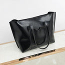 4pcs/set Women Shoulder Bags Tote Oil PU Leather Messenger Handbags (Black)